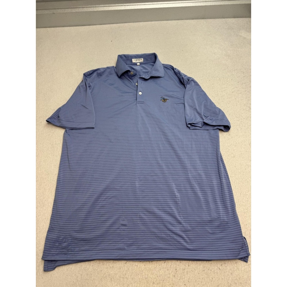 Peter Millar Sleepy Hollow Club Polo Mens Large Blue Striped Summer Comfort